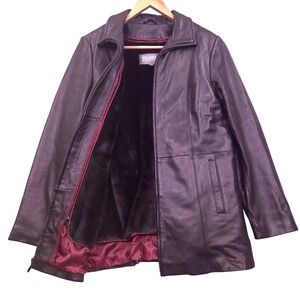 Wilsons Leather Black Full Zip Lined Jacket Coat Moto Womens Medium